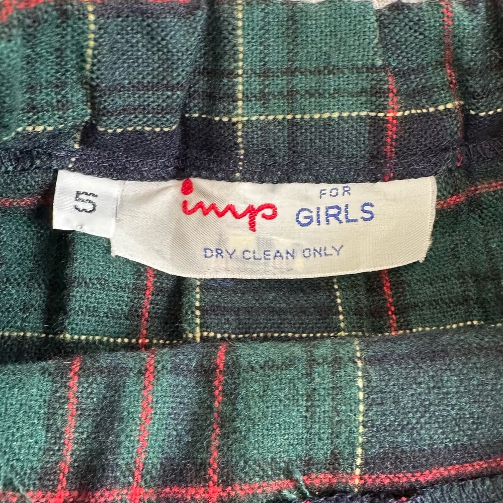 ✨Vintage RARE✨ Mini Plaid Tartan Skirt Girls size 5 BLUE GREEN RED School Girl - Picture 5 of 13